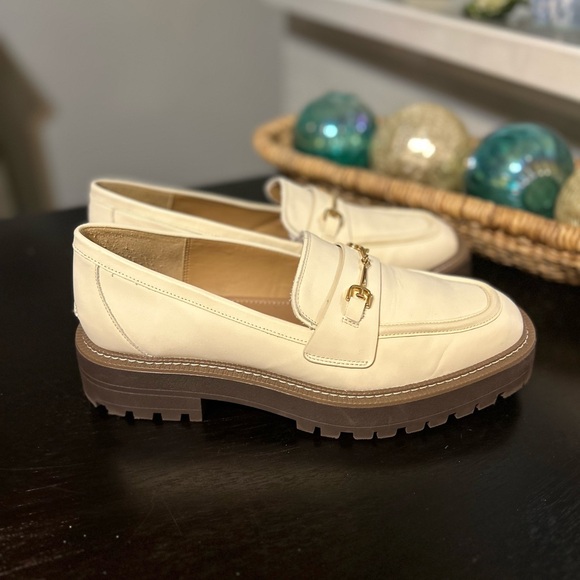 Sam Edelman Laurs Platform Lug Sole loafers Cream / Gold hardware Size 11 - Picture 7 of 11